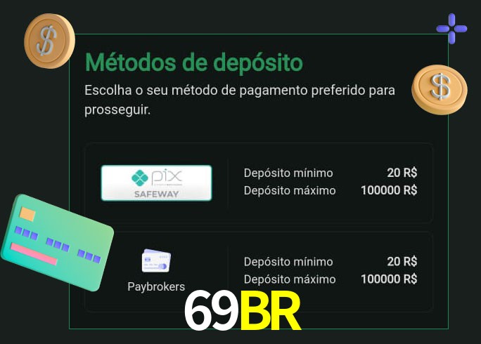 O cassino 69BR oferece uma grande variedade de métodos de pagamento